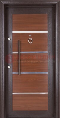 Коричневая входная дверь c МДФ панелью ЧД-27 в частный дом в Краснодаре