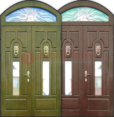 Стальная арочная дверь со стеклом ДА-17 для монолитного дома в Краснодаре