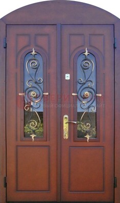 Двухстворчатая стальная дверь Винорит в форме арки ДА-55 в Краснодаре