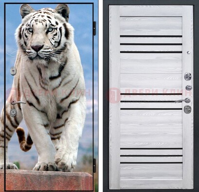 Стальная дверь с фотопечатью тигра ДФ-12 в Краснодаре
