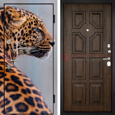 Металлическая дверь с фотопечатью леопарда ДФ-26 в Краснодаре