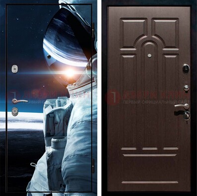 Стальная дверь с фотопечатью космонавта ДФ-4 в Краснодаре