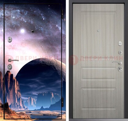 Железная дверь с фотопечатью космоса и планеты ДФ-50 в Краснодаре