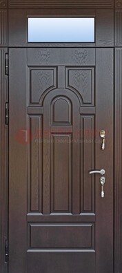 Железная дверь с фрамугой в коричневом цвете ДФГ-22 в Краснодаре