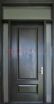 Черная металлическая дверь с фрамугами и стеклом ДФГ-24 в Краснодаре