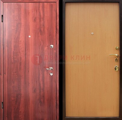 Красная железная дверь с ламинатом ДЛ-3 в Краснодаре