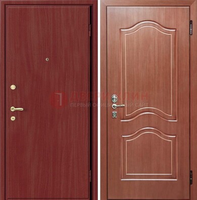 Красная металлическая дверь с ламинатом МДФ внутри ДЛ-8 в Краснодаре