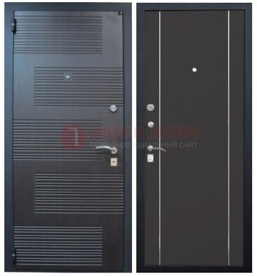 Темная металлическая дверь с МДФ ДМ-105 в деревянный дом в Краснодаре