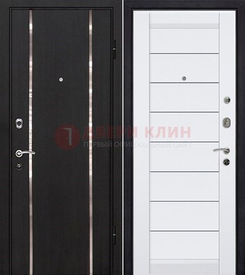 Черная входная дверь с МДФ и декоративными вставками ДМ-143 в Сургуте