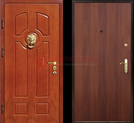 Оранжевая стальная дверь с МДФ ламинат внутри ДМ-18 в квартиру в Краснодаре