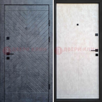 Серая железная дверь с филенчатой МДФ ДМ-217 в Краснодаре