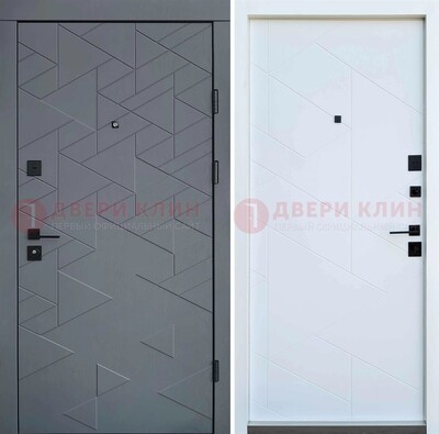 Серая металлическая дверь МДФ с узором  ДМ-224 в Краснодаре
