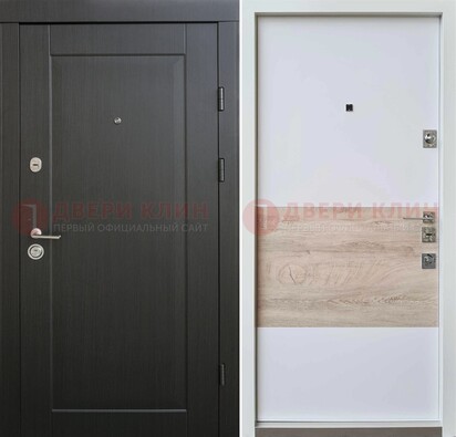 Черная металлическая дверь с белой МДФ внутри ДМ-230 в Краснодаре