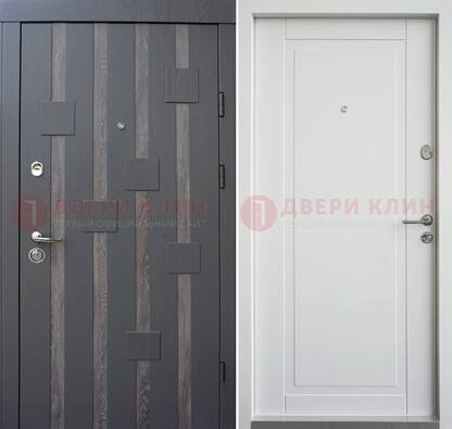 Темная металлическая дверь c белом МДФ внутри ДМ-231 в Краснодаре