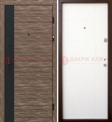 Коричневая входная дверь с черной вставкой МДФ ДМ-239 в Краснодаре