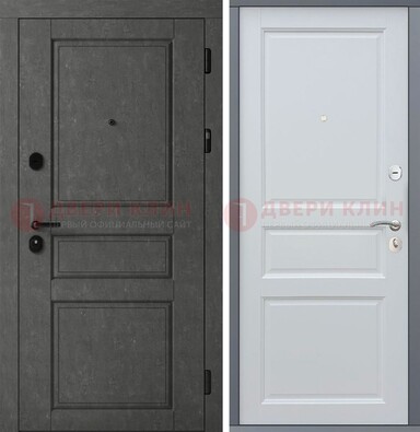 Серая металлическая филенчатая дверь МДФ ДМ-247 в Краснодаре