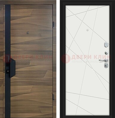 Стальная коричневая дверь МДФ c черной вставкой ДМ-267 в Краснодаре