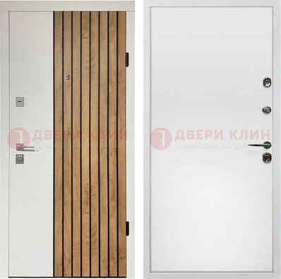 Белая с коричневой вставкой филенчатая дверь МДФ ДМ-278 в Краснодаре