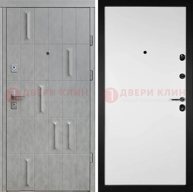 Серая стальная дверь с рисунком МДФ и внутри Белый ясень ДМ-280 в Краснодаре