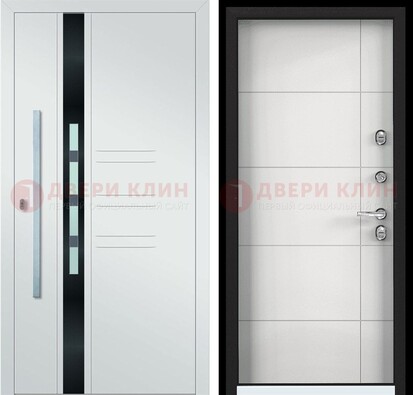 Металлическая дверь в белом цвете с МДФ ДМ-323 в Краснодаре