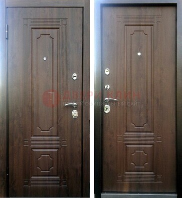 Коричневая металлическая дверь с МДФ ДМ-32 на дачу в Краснодаре