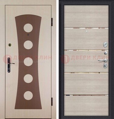 Светлая металлическая дверь с МДФ в квартиру ДМ-365 в Краснодаре