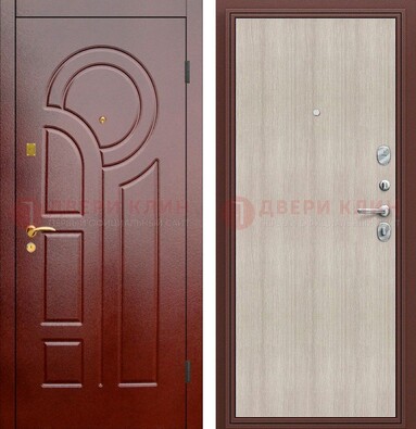 Красная металлическая дверь с МДФ панелями ДМ-368 в Мурманске