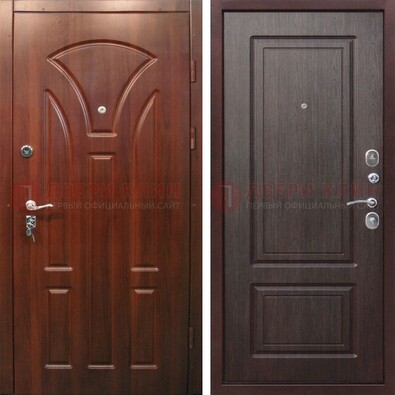 Темная железная дверь с коричневыми МДФ ДМ-376 в Краснодаре