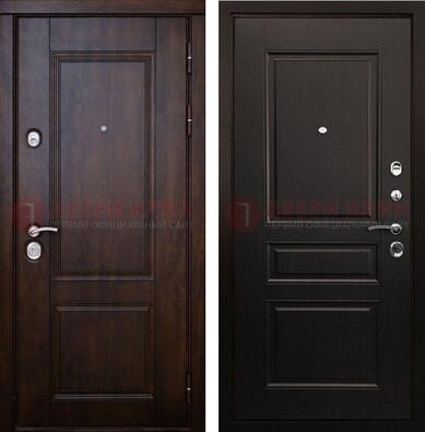 Классическая железная дверь с темными МДФ панелями ДМ-390 в Краснодаре