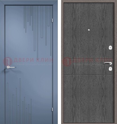 Синяя металлическая дверь МДФ в квартиру ДМ-434 в Краснодаре