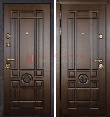 Квартирная коричневая железная дверь с МДФ ДМ-45 в Краснодаре