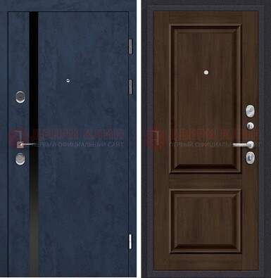 Синяя входная дверь МДФ с обеих сторон ДМ-473 в Краснодаре