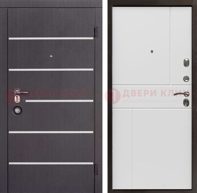 Темная стальная дверь с белыми вставками с МДФ ДМ-482 в Краснодаре