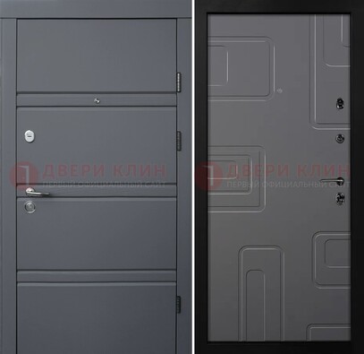 Серая металлическая дверь с МДФ в квартиру ДМ-485 в Краснодаре