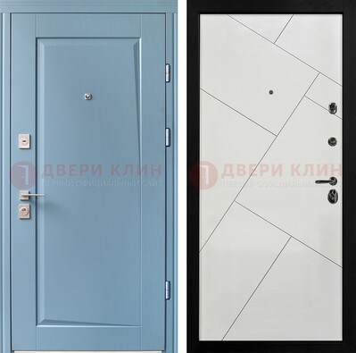 Синяя железная дверь с МДФ панелями ДМ-491 в Краснодаре