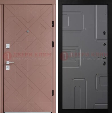 Красная стальная дверь в квартиру с МДФ хайтек ДМ-493 в Краснодаре