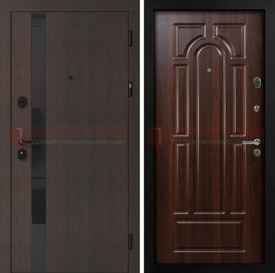 Темная входная дверь с МДФ панелями в квартиру ДМ-499 в Краснодаре