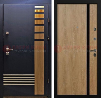 Черная металлическая дверь с МДФ хайтек ДМ-513 в Краснодаре