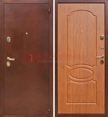 Коричневая стальная дверь с порошковым напылением ДП-137 в Краснодаре