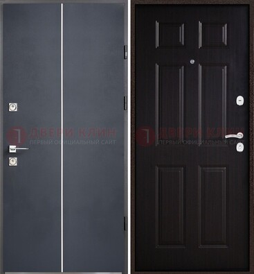Железная дверь с порошковым покрытием и отделкой Темный орех внутри ДП-211 в Краснодаре