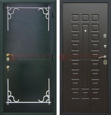 Темная входная дверь с порошковым покрытием и МДФ венге ДП-223 в Краснодаре
