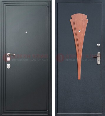 Черная железная дверь с порошковым покрытием и накладкой МДФ внутри ДП-245 в Краснодаре