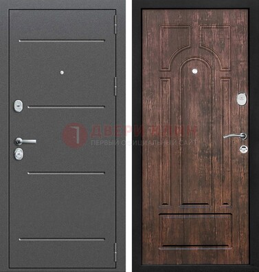 Железная дверь Антик серебро с порошковым напылением и МДФ Тисненый орех ДП-260 в Краснодаре