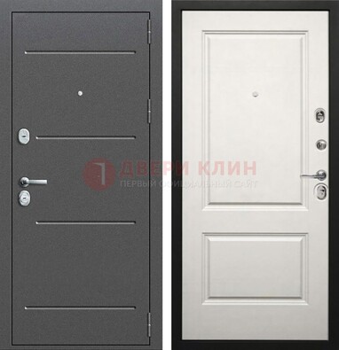 Серая стальная дверь с порошковым покрытием и светлой МДФ ДП-266 в Краснодаре