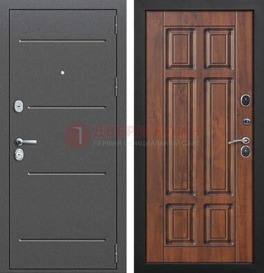 Стальная дверь с порошковым покрытием Антик серебро и филенчатой МДФ ДП-267 в Краснодаре