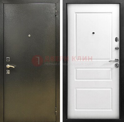 Входная дверь Темное серебро с порошковым напылением и белой МДФ ДП-272 в Краснодаре