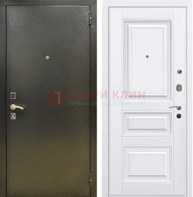 Железная темно-серая дверь с порошковым напылением и белой МДФ ДП-274 в Краснодаре