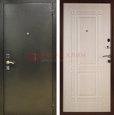 Стальная темно-серая дверь с порошковым напылением и МДФ Белый дуб ДП-277 в Краснодаре