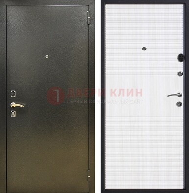 Стальная темно-серая дверь с порошковой отделкой и МДФ Белый ясень ДП-279 в Краснодаре