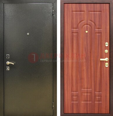 Входная темно-серая дверь с порошковой отделкой и МДФ Миланский орех ДП-281 в Краснодаре